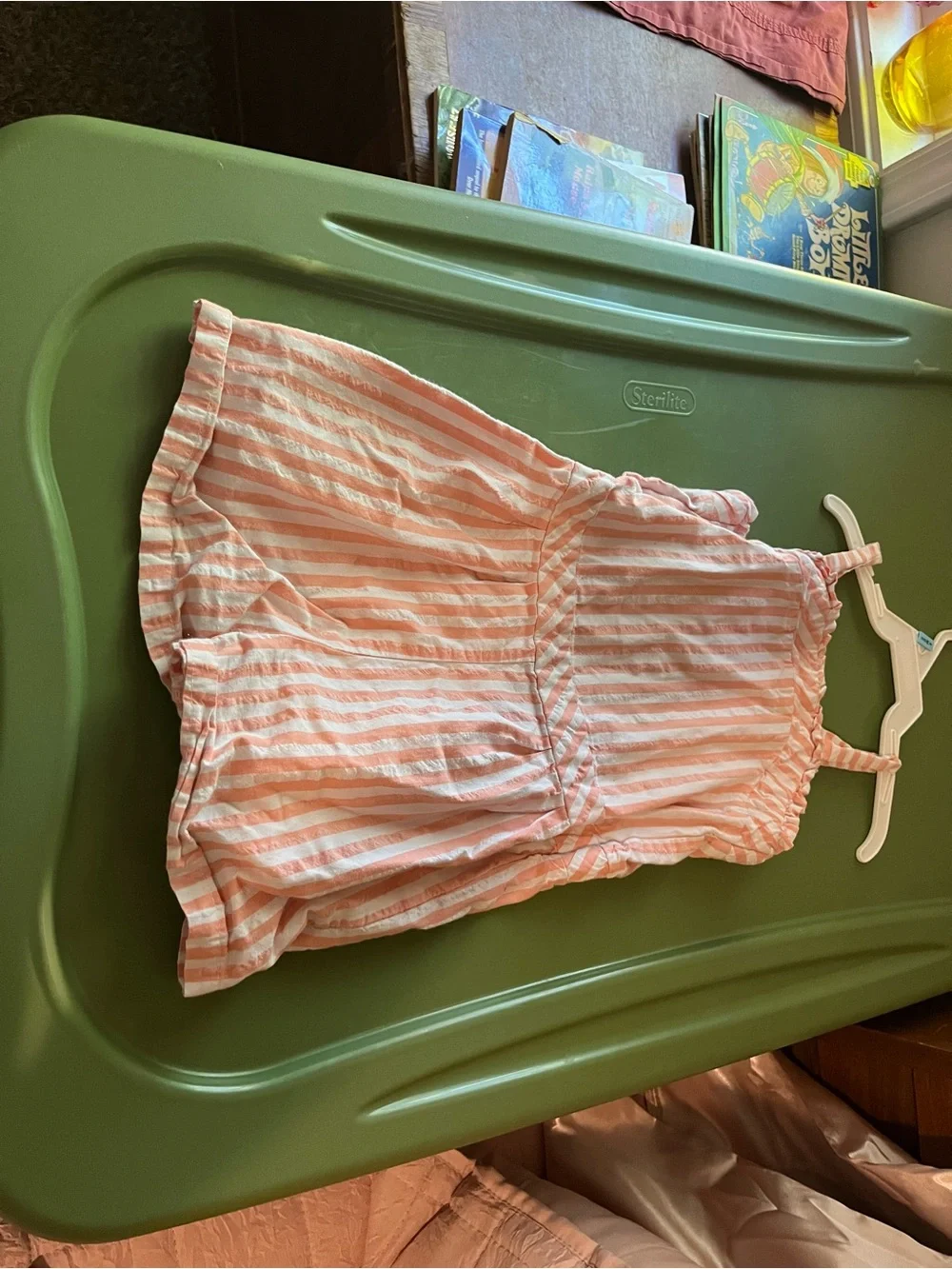 Girls Pink & White Striped Sleeveless One-Piece Shorts